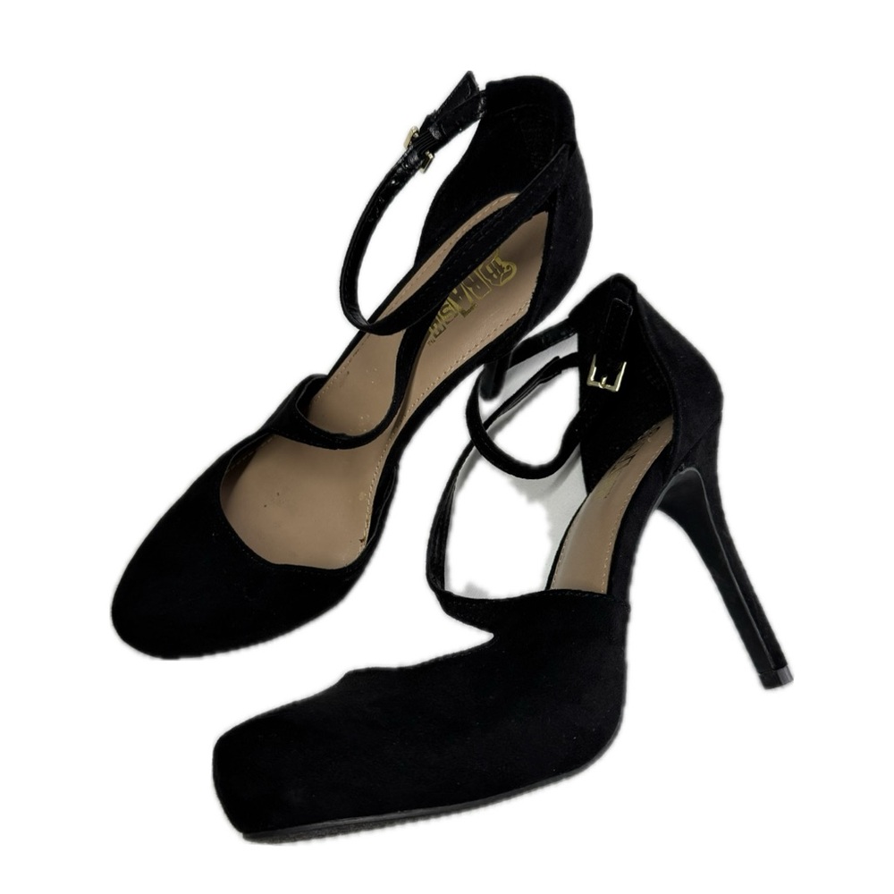 Brash Women’s Strappy Black Suede Style Heels Size 7.5 Y2K